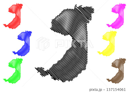 Alta Floresta dOeste municipality (State of Rondonia or Rondonia, RO, Municipalities of Brazil, Federative Republic of Brazil) map vector illustration, scribble sketch Alta Floresta d'Oeste map 137154061