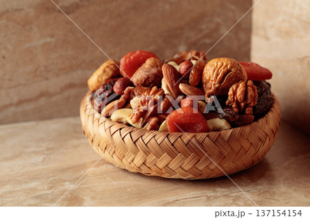 Mix of dried fruits and nuts. 137154154