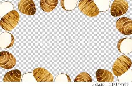 Taro frame - Hand-drawn watercolor vegetable illustration background material 137154592