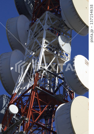 image of the telecommunication antennas seen on top of the mountain image of the telecommunication antennas seen on top of the mountain 137154638