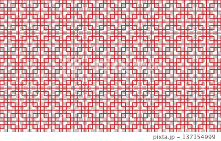 中国風の四角いフレームが連続する赤い格子柄 137154999