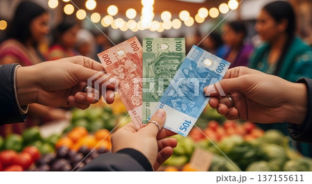 地域通貨で賑わう市場 地域通貨で賑わう市場 137155611