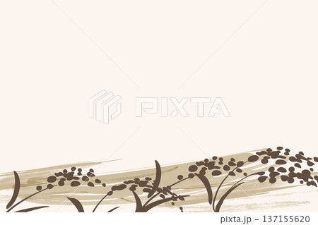 セピアの稲のイラスト背景　お米 137155620