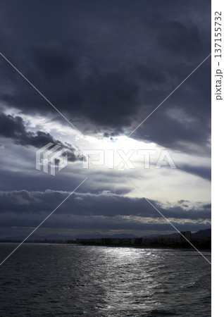 coastal landscape of the mediterranean sea on a cloudy day 137155732