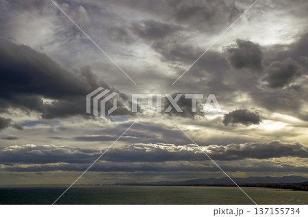 coastal landscape of the mediterranean sea on a cloudy day 137155734