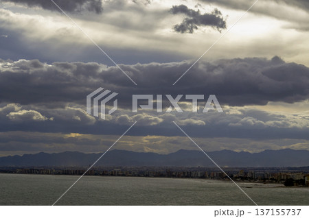 coastal landscape of the mediterranean sea on a cloudy day coastal landscape of the mediterranean sea on a cloudy day 137155737