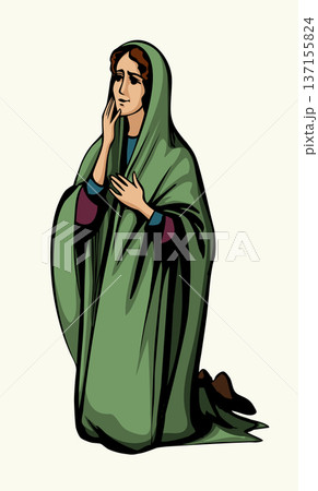 Vector illustration. Young praying girl 137155824