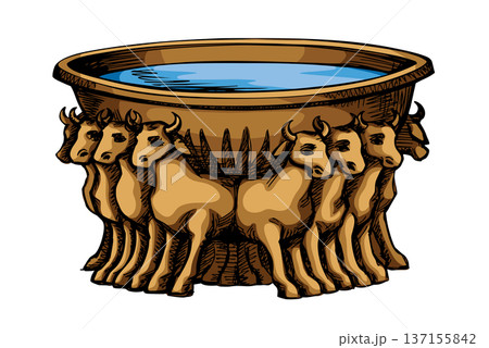 Vector drawing. Model of sea from the temple Vector drawing. Model of sea from the temple 137155842