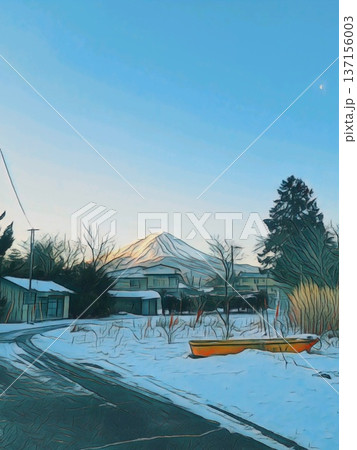 雪の日の富士山 137156003