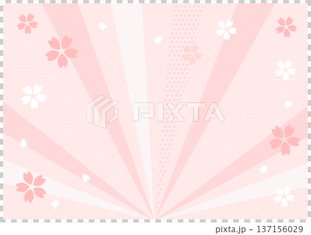 Cherry blossoms and concentrated lines background material 137156029