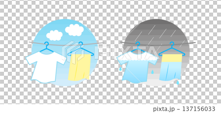 室外晾曬的衣物和濕衣服的插圖 137156033
