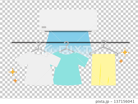 エアコンを使った部屋干しのイラスト エアコンを使った部屋干しのイラスト 137156041