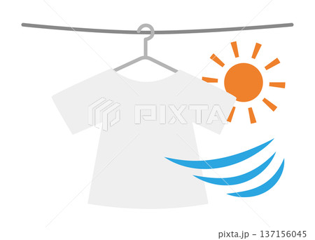 外干ししている洗濯物のイラスト 137156045