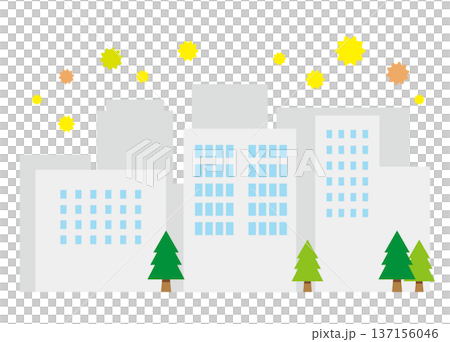 スギ花粉が飛散する 高層ビルのイラスト スギ花粉が飛散する 高層ビルのイラスト 137156046