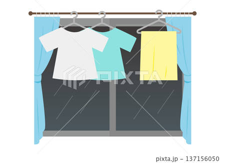 洗濯物を部屋干しするイラスト 洗濯物を部屋干しするイラスト 137156050