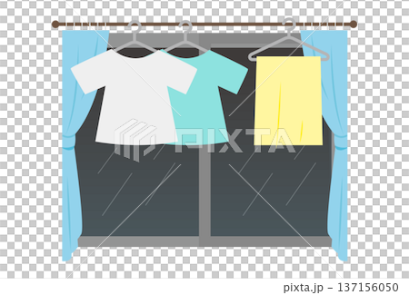 洗濯物を部屋干しするイラスト 洗濯物を部屋干しするイラスト 137156050