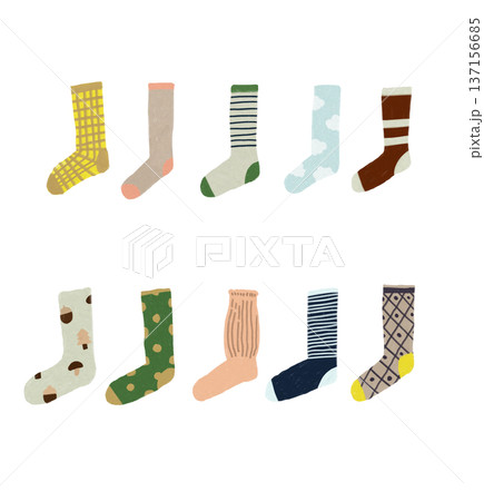 手書き風のカラフルな靴下セット 137156685