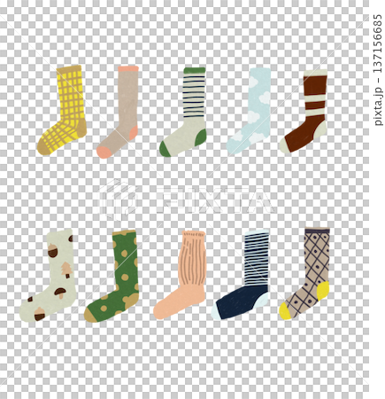 手書き風のカラフルな靴下セット 137156685