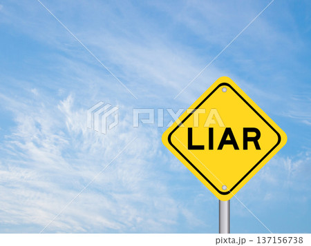 Yellow transportation sign with word liar on blue color sky background Yellow transportation sign with word liar on blue color sky background 137156738
