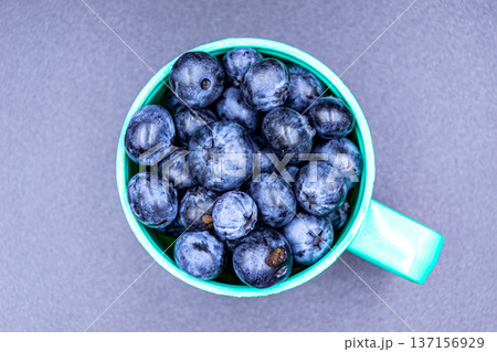 delicious summer blueberries on grocery market counter 137156929
