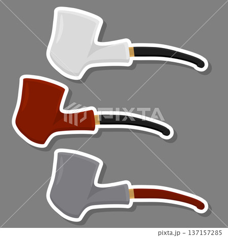 Illustration on theme big colored set different types smoke pipes Illustration on theme big colored set different types smoke pipes 137157285