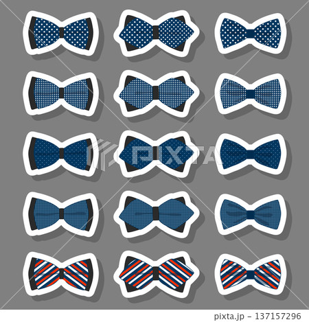 Illustration on theme big set ties different types, bowties various size 137157296