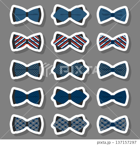 Illustration on theme big set ties different types, bowties various size 137157297