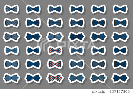 Illustration on theme big set ties different types, bowties various size 137157306