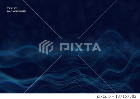Abstract technology wave background with flowing particle surfaces and smooth dynamic lines. Vector. Futuristic digital composition with depth, motion and soft glowing dots. For presentations Abstract technology wave background with flowing particle surfaces and smooth dynamic lines. Vector. Futuristic digital composition with depth, motion and soft glowing dots. For presentations 137157382