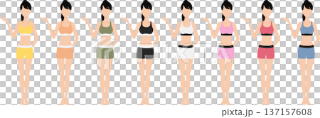 ダイエットに成功した女性のイラスト	 137157608