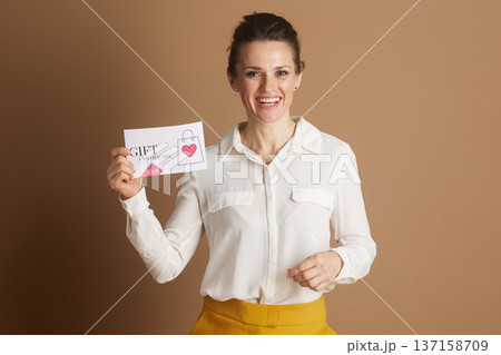 Professional Woman Offers a Gift Certificate 137158709