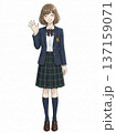 手を振る女子高生 手を振る女子高生 137159071