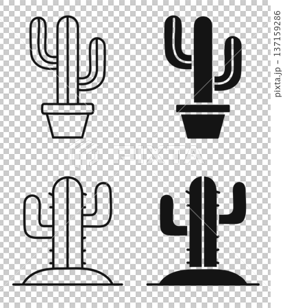 cactus in pot icon vector 137159286