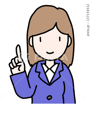 スーツを着た若い女性が指を指して説明しているイラスト 137159312