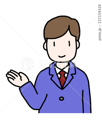 スーツを着た若い男性が案内しているイラスト 137159326