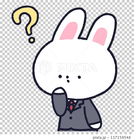 一隻穿著西裝、心存疑慮的兔子 137159548