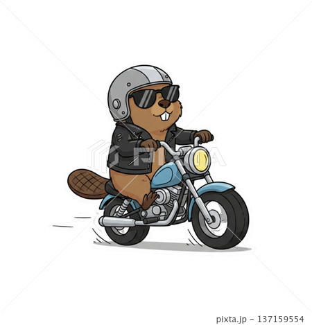 バイクに乗るビーバー 137159554