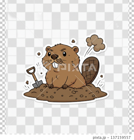 Beaver digging the soil 137159557