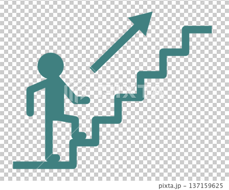 描繪一個人爬樓梯到達目標的插圖 137159625