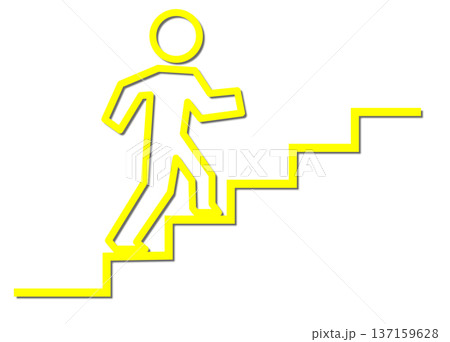 階段を上に登って目標やゴールを目指す人物イラスト 137159628