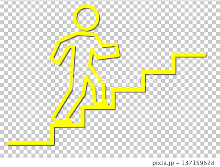 描繪一個人爬樓梯到達目標的插圖 137159628