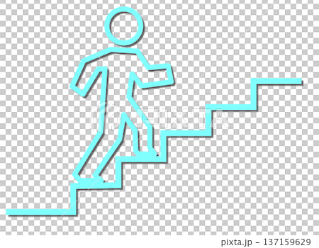 描繪一個人爬樓梯到達目標的插圖 137159629