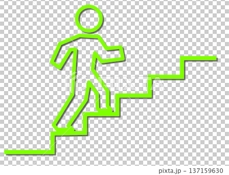 描繪一個人爬樓梯到達目標的插圖 137159630