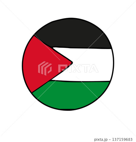 Vector hand drawn sketch round Palestine flag Vector hand drawn sketch round Palestine flag 137159683