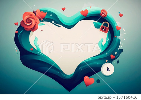 Fluid wave heart frame for Valentine's Day, Mother's Day, Weddings, and March 8th celebrations 137160416