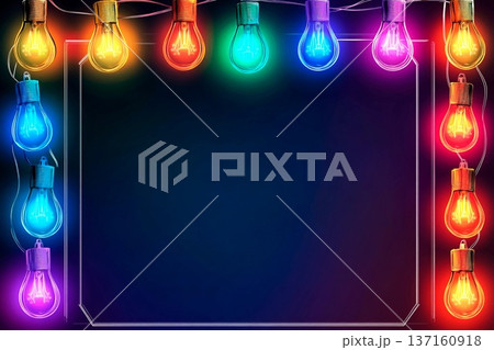Color-changing LED bulbs pulsing rhythmically against a vibrant backdrop at a festive gathering 137160918