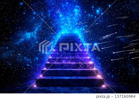 Bright cascade of shooting stars creates a glowing staircase in the cosmos Bright cascade of shooting stars creates a glowing staircase in the cosmos 137160964