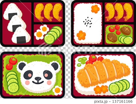 Japanese bento box cartoon illustration set Japanese bento box cartoon illustration set 137161166