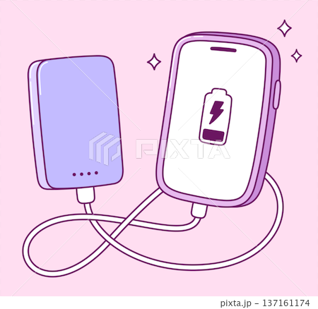 Smartphone charging from a portable power bank Smartphone charging from a portable power bank 137161174