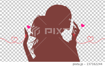一對男女,被命運的紅線緊緊相連,面帶微笑,半身像,剪影,無縫銜接 一對男女,被命運的紅線緊緊相連,面帶微笑,半身像,剪影,無縫銜接 137162244